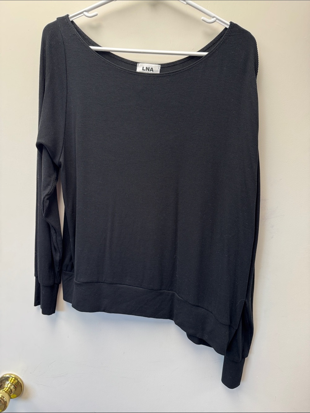 LNA Black Scoop-Neck Lightweight Knit Top